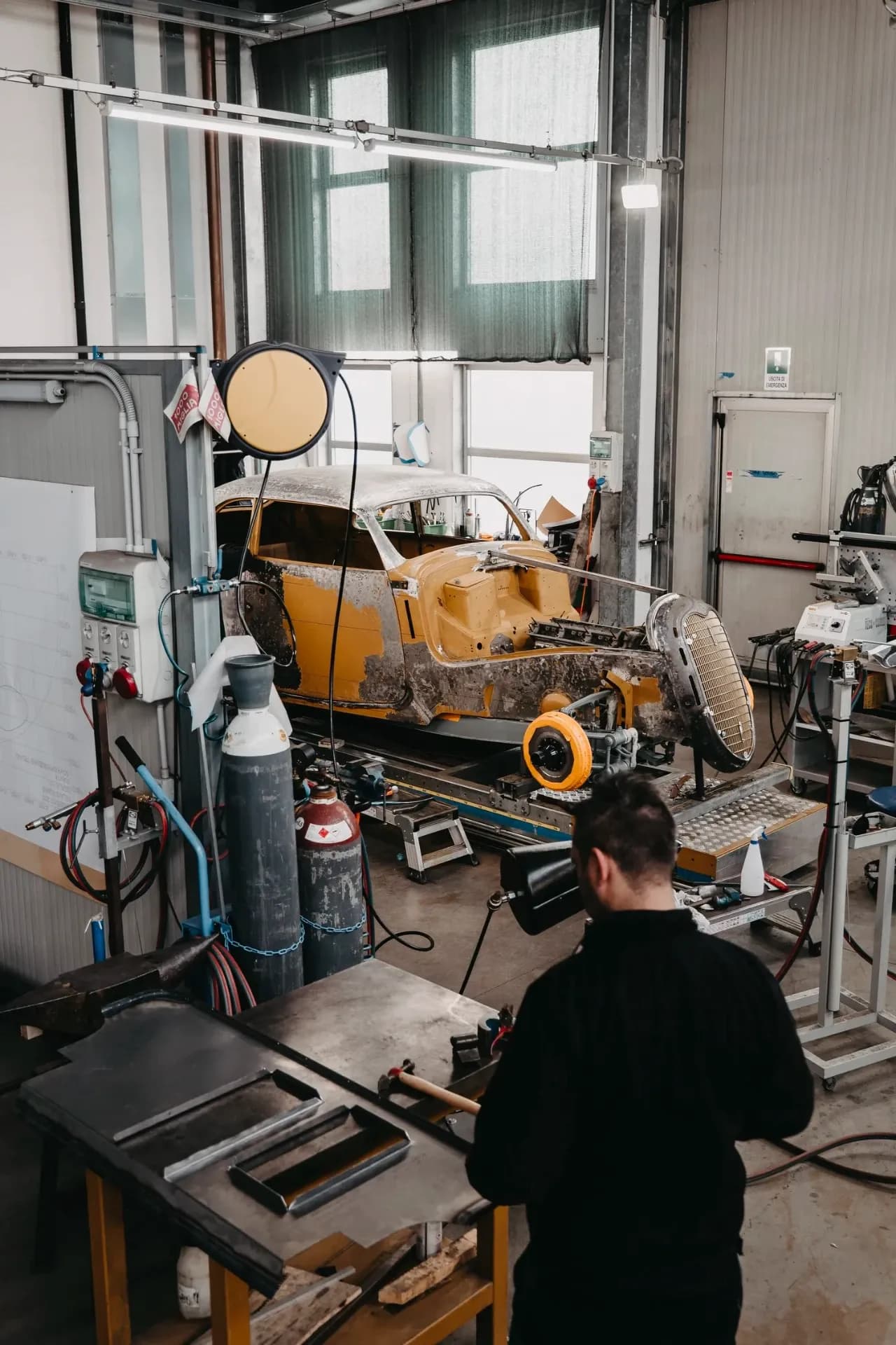 Classic car restoration workshop